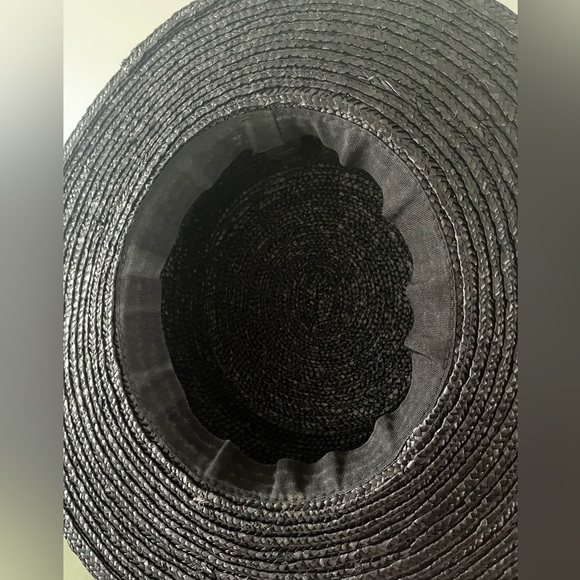 Black straw wide brim hat - Picture 5 of 5